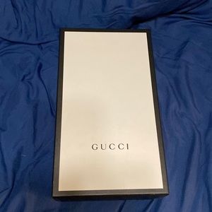 Empty Gucci shoe box with dust bags and ribbon